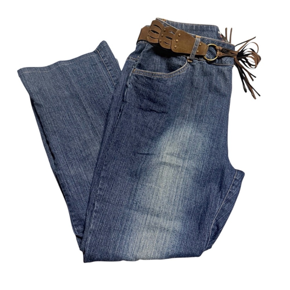 Vintage‎ HALSTON JEANSWEAR Jeans Stretch Dark Denim SIZE 14 Western Boho